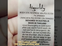 Etiquetas transparentes de ropa de TPU suave CMYK colores lavables para trajes de baño