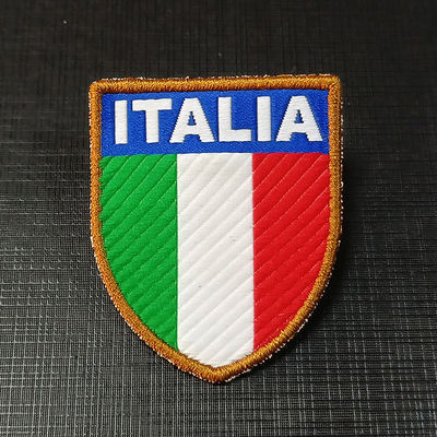 Parche bordado personalizado con la bandera del escudo de la fábrica, etiqueta de ropa personalizada, insignia para coser en la ropa