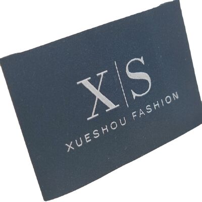 Wholesale Custom Luxury Customized Logo Brand Woven Label Green High Density Woven Clothing Label Double Folding Neck Label