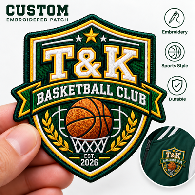Custom High Density Embroidered Sports Patches for Basketball Teams and Apparel
