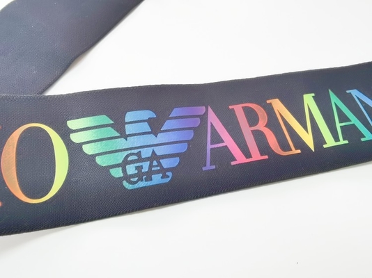 Spandex/banda elástica negra del nilón los 3CM con el logotipo colorido modificado para requisitos particulares