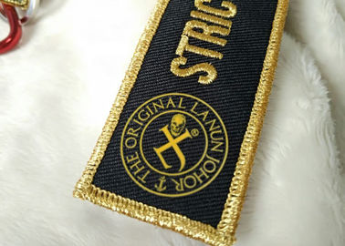 llaveros del logotipo del bordado del oro 3D de los 2.5cm