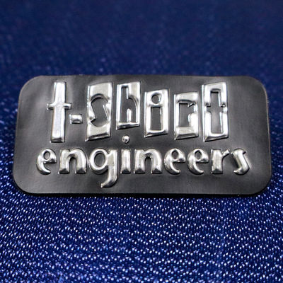Logotipo de transferencia de calor de metal Tpu negro de plata 3D personalizado para prendas de vestir de alta calidad