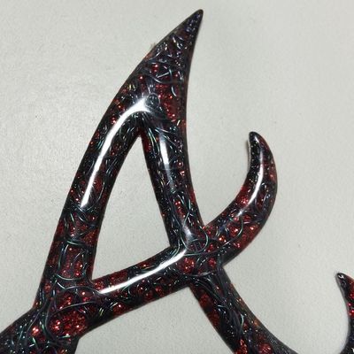 Etiqueta de transferencia de calor metálica roja para bolso