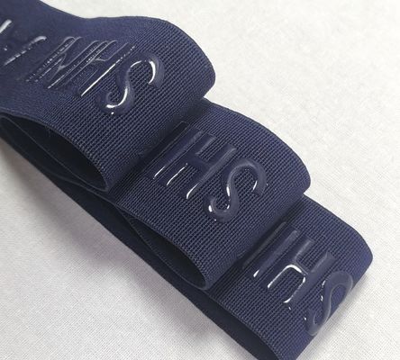 Correa elástica con logotipo 3D personalizado, silicona brillante mate, cincha de poliéster para accesorios de prendas