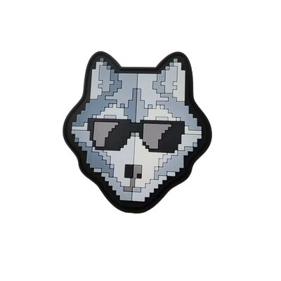 Emblema de silicona 3D personalizado - Pixel Art Lobo en forma de parche de transferencia de calor para ropa