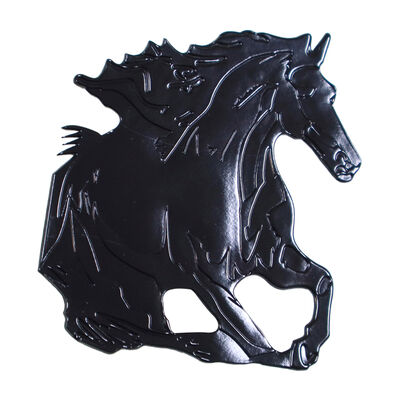 Etiqueta de transferencia de calor de caballo negro corriendo de TPU – Parche de voltaje en relieve 3D para marca de prendas y bolsos