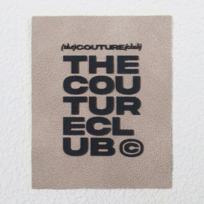 Foamed Silicone Print Label on Microfiber - The Couture Club Custom Brand Tag