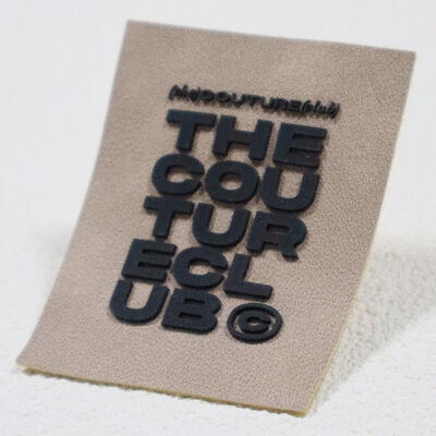 Foamed Silicone Print Label on Microfiber - The Couture Club Custom Brand Tag