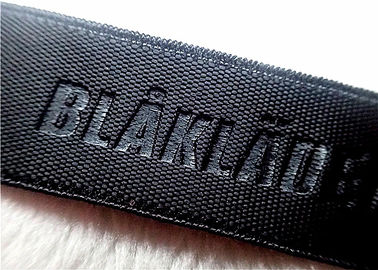 La banda elástica de alta frecuencia del telar jacquar grabó en relieve el logotipo modificado para requisitos particulares para la ropa