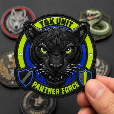 Custom 3D High Frequency TPU Badges featuring silicone material personalized logos and sizes ideal for apparel and clothing patch branding
