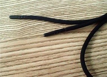 cordón no elástico negro del 125cm con el logotipo tallado en ambos extremos de la cabeza negra del hardware de la pintura