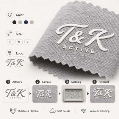 Etiquetas de ropa de transferencia de calor de silicona con efecto 3D personalizado, resistentes al lavado hasta 40 lavados con diseños personalizados