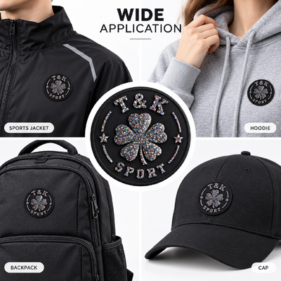 Custom Glitter PVC Sports Badges with Raised Details for Jackets Bags and Teamwear
