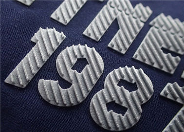 Efecto tridimensional aumentado del logotipo de la transferencia de calor de la superficie de la plata del flash de la tela cruzada