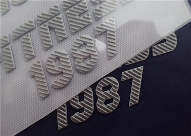 Efecto tridimensional aumentado del logotipo de la transferencia de calor de la superficie de la plata del flash de la tela cruzada