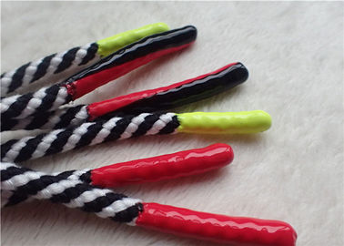 Cordón no elástico doble del poliéster del color con las conclusiones brillantes del silicón para la chaqueta