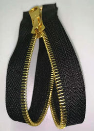 Cremallera de cobre amarillo de los dientes del metal del extremo abierto con el color oro brillante para la materia textil casera