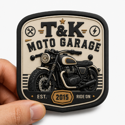 Etiquetas personalizadas de ropa de transferencia de calor de estilo motocicleta PVC con logotipo en relieve 3D para chaquetas ropa callejera ropa de trabajo sombreros bolsos e identificación de marca de garaje