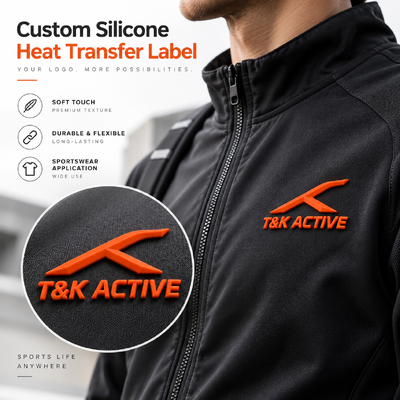 Etiquetas de transferencia de calor de silicona 3D personalizadas para ropa deportiva - Resistentes al lavado hasta 40 lavados y ecológicas