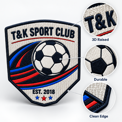Parches de fútbol de tela 3D personalizados con logotipo elevado para clubes y equipos