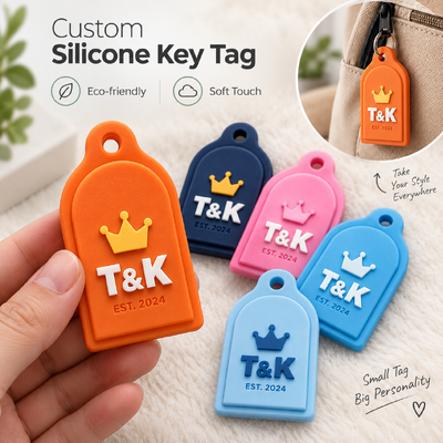 Etiquetas de silicona personalizadas con logo 3D y color personalizado en tamaño 50*30mm para llaveros promocionales