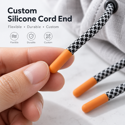 Cordón de silicona personalizado termina con cordón de poliéster ecológico para accesorios de cuerda de tira duraderos