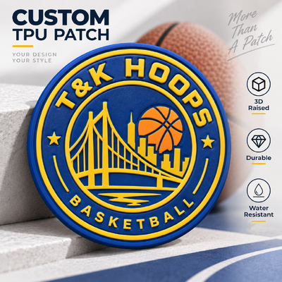 Parche de ropa de alta frecuencia ecológico y lavable con insignia de TPU 3D personalizada con logotipo de equipo en relieve