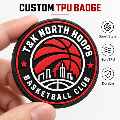 Parches bordados personalizados de TPU suave con logotipo de baloncesto 3D y respaldo termoadhesivo para parches de bordado de ropa